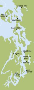 Map of dog friendly destinations in the puget sound.