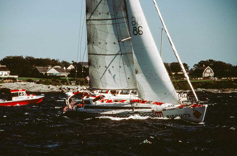 Callahan at the start of the double-handed Transatlantic race in 1986.