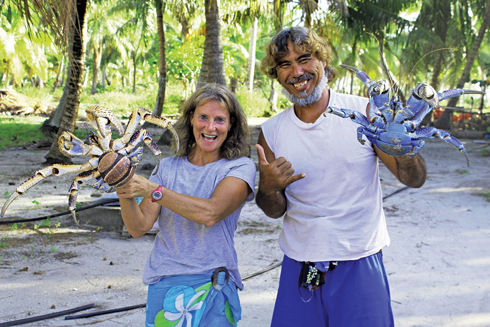 Amanda and Parua, and his pet coconut crabs.