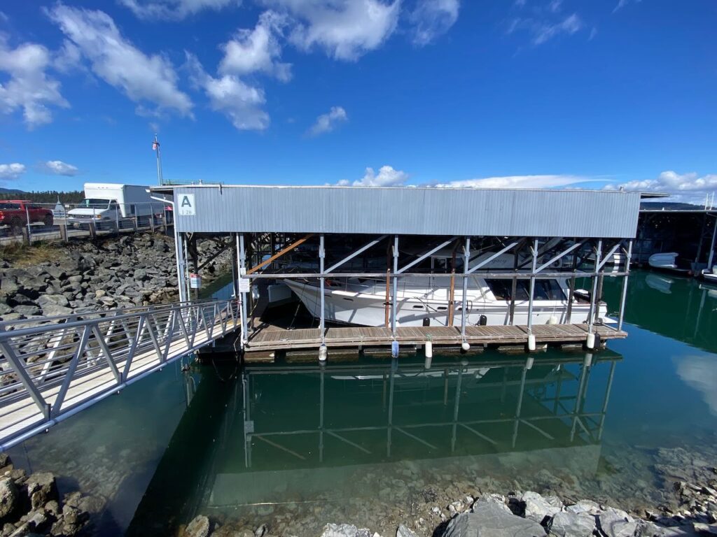 Covered Boat Slip for sale in Anacortes for 50ft Boat 48° North